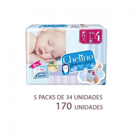 Pañales Chelino Talla 4 (9-15 kg) 34 uds