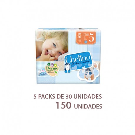 CHELINO PAÑAL T-5 PASITOS 150 UNIDADES. 