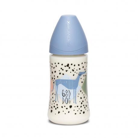  - BIBERÓN PERRITOS AZUL. SILICONA (270 ML)