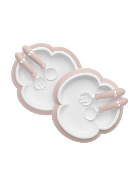 Plato y Cuchara y Tenedor 2-pack rosa pa