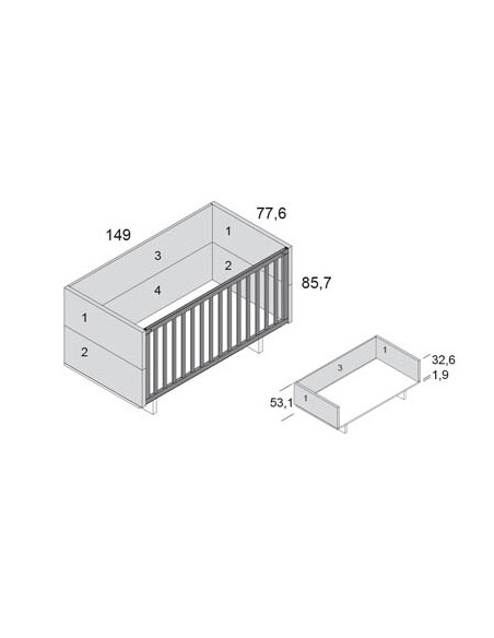 CUNA DE 70 BEBE - Cuna Conver TAC de Ros 70x140