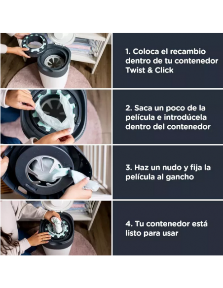 CONTENEDORES PARA PAÑALES - Tomme Tippee Pack T&C Blanco 6 Recambios