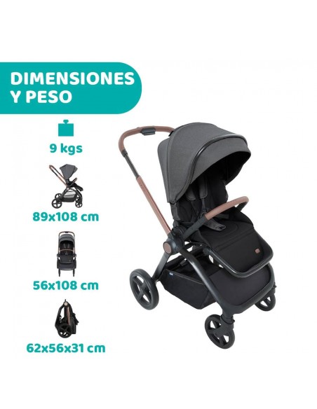 CARRITO DE BEBE 3 PIEZAS - Chicco Trío Mysa Black Satin Kory I-S 