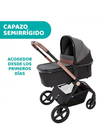 CARRITO DE BEBE 3 PIEZAS - Chicco Trío Mysa Black Satin Kory I-S 