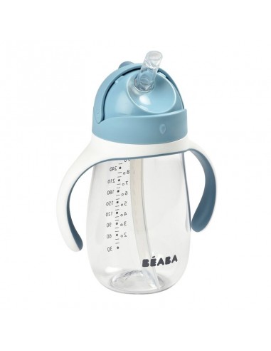 Taza con pajita 300 ml gris azulado