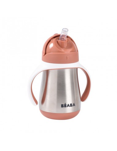 Taza inox con pajita 250 ml verde salvia